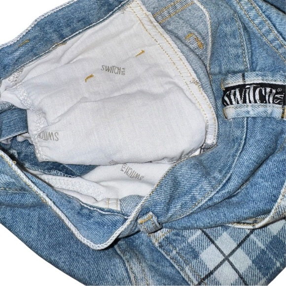 Vintage Y2K Switch USA Plaid Patchwork High-Rise Jean Shorts Size 3 (0/1) - Picture 4 of 7